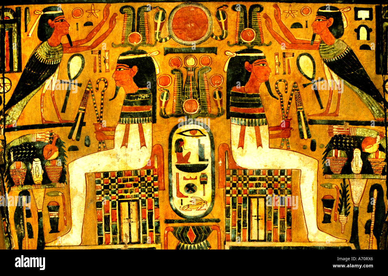 Museum Egypt Antiquity Sarcophagus Coffin Pharaoh Art Painting Stock Photo