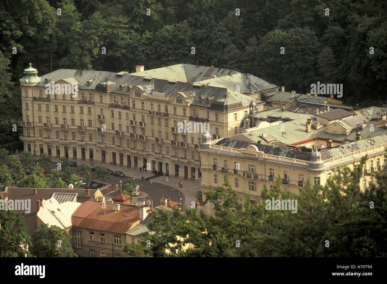 Europe, Czech Republic, West Bohemia, Karlovy Vary (Carlsbad) Grandhotel Pupp, detail Stock Photo