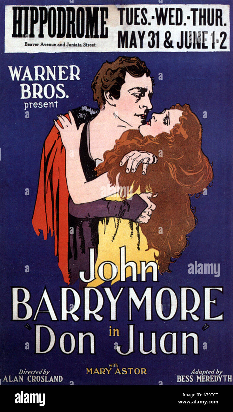DON JUAN poster for 1926 silent film with John Barrymore and Mary Astor Stock Photo