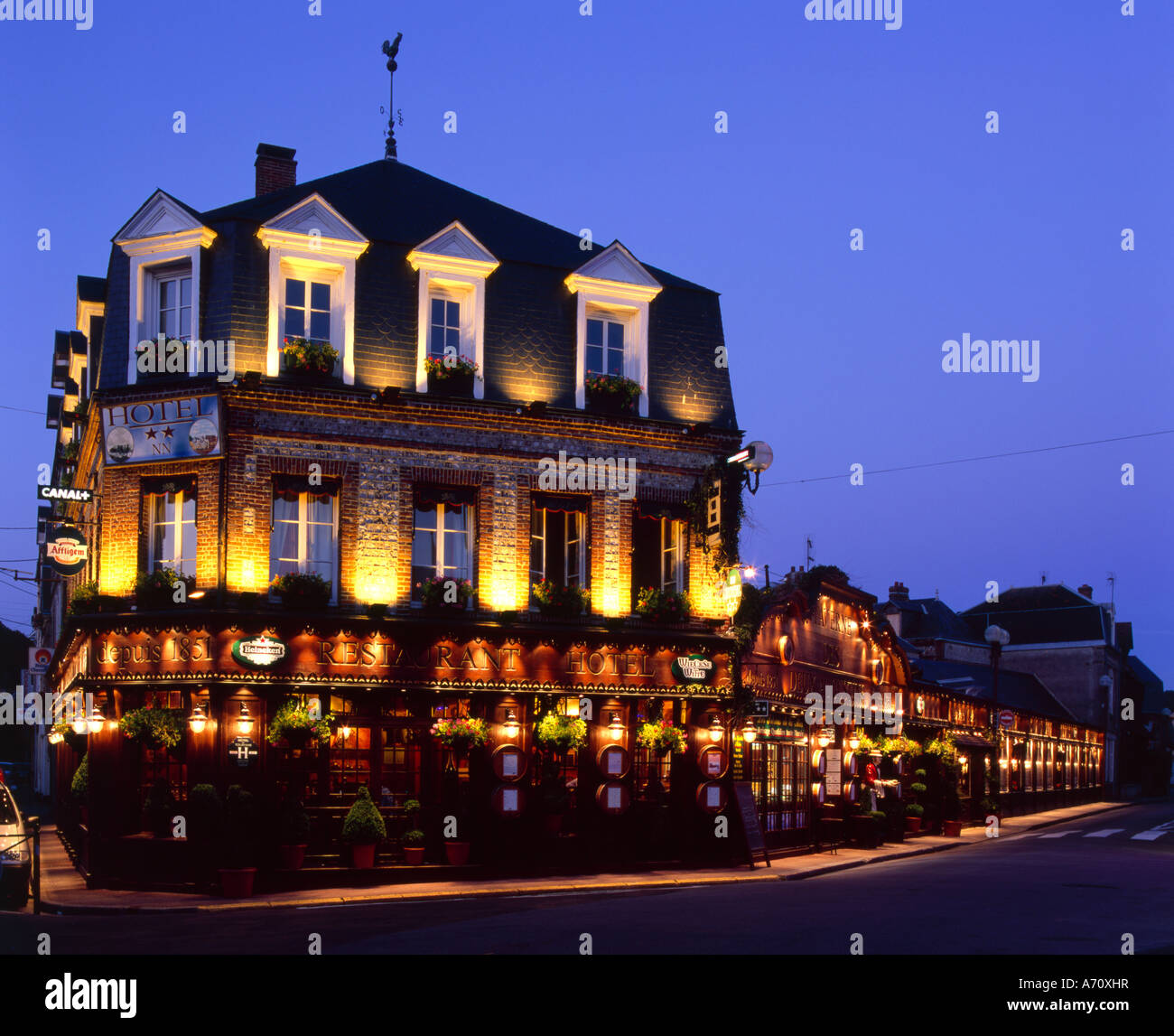 Taverne Des Deux Augustins restaurant in Etretat Normandy France Stock ...