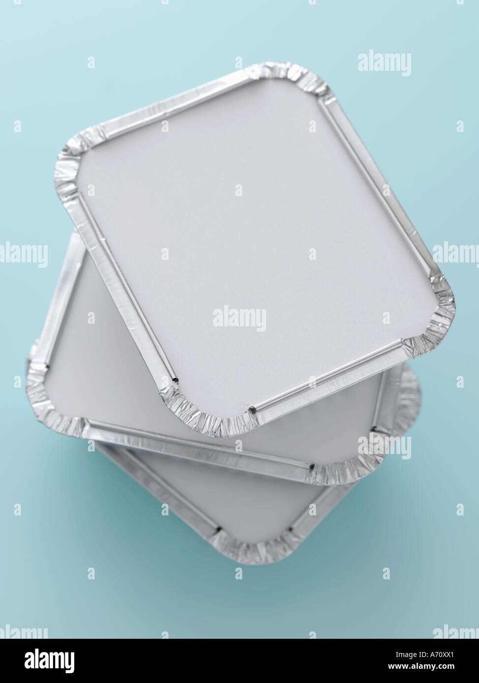 Takeaway containers on pale blue background - high end Hasselblad 61mb digital image Stock Photo