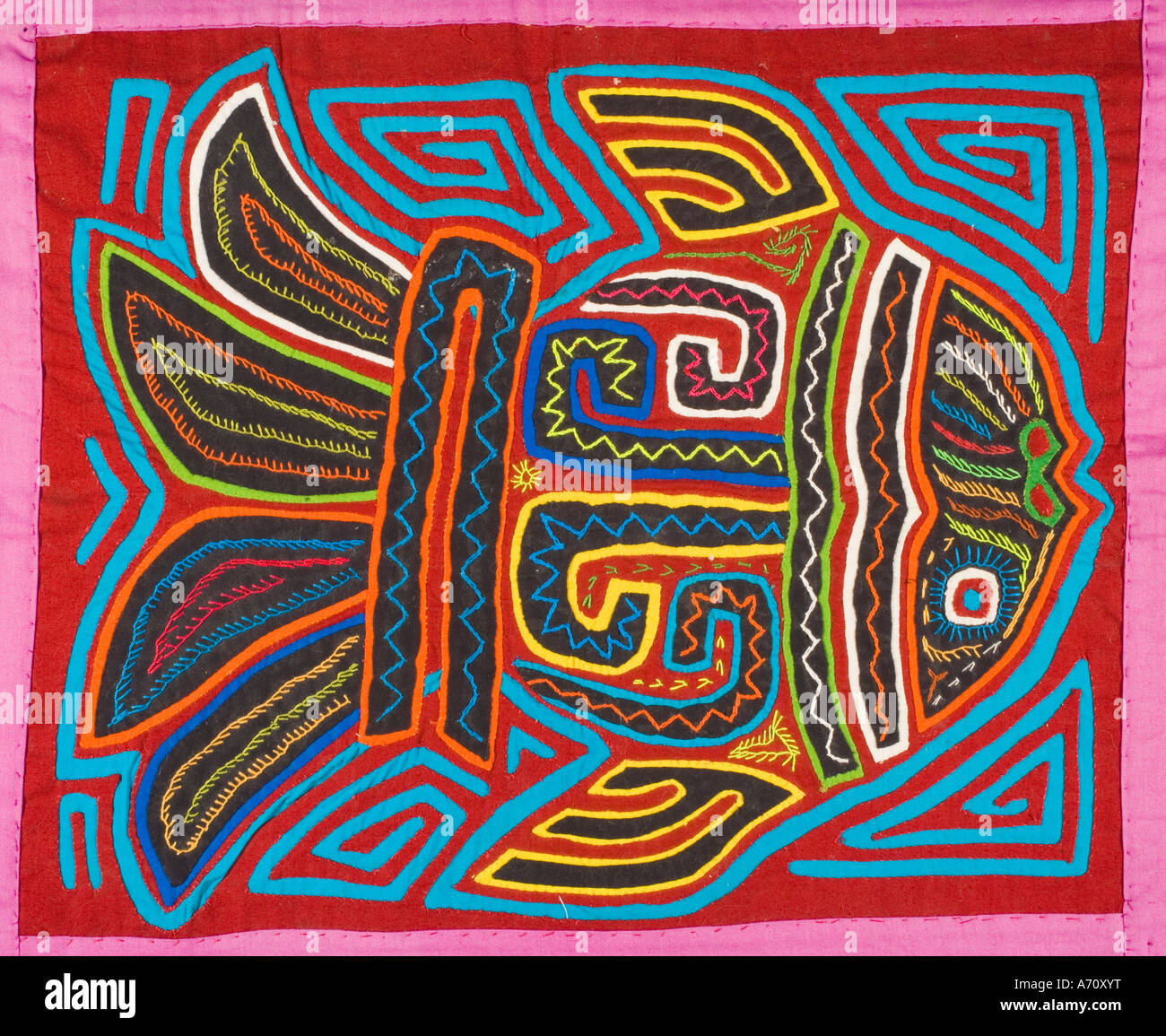 San Blas Islands Republic of Panama Mola with fish motif made by hand by  Cuna Indian woman Stock Photo - Alamy
