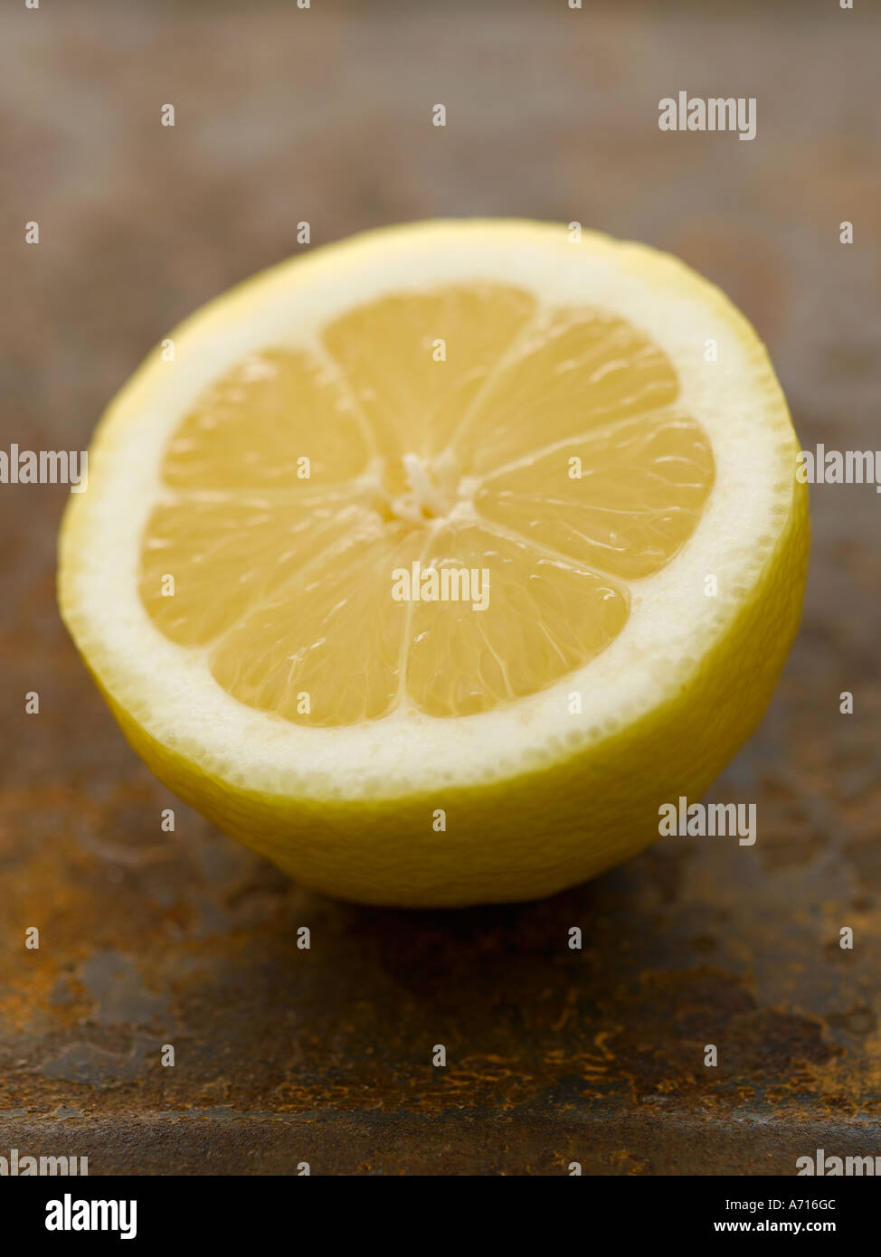 Half a lemon on rusty metal - high end Hasselblad 61mb digital image Stock Photo