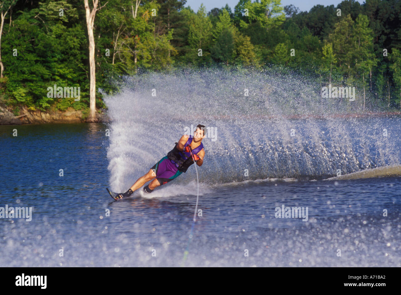 Man waterskiing on one ski North Carolina USA model released image