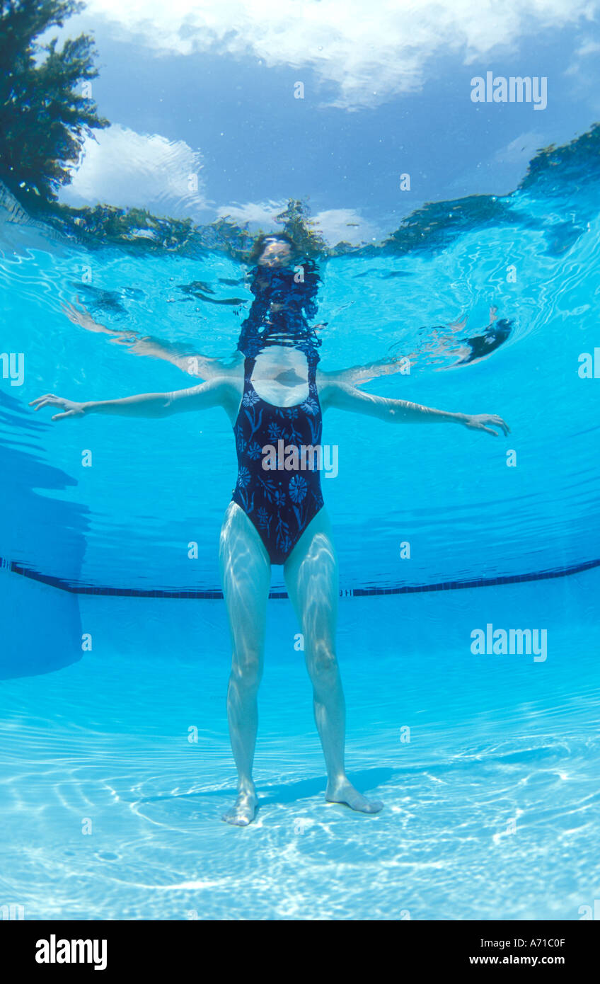 Woman in swimming pool underwater view model released image Stock Photo ...