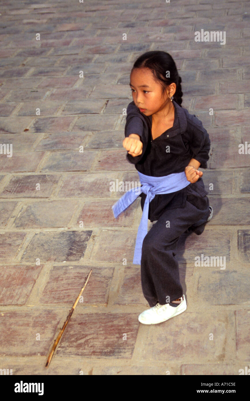 Young Girl Studying Kung Fu Tran Quoc Pagoda Hanoi Vietnam Stock Photo