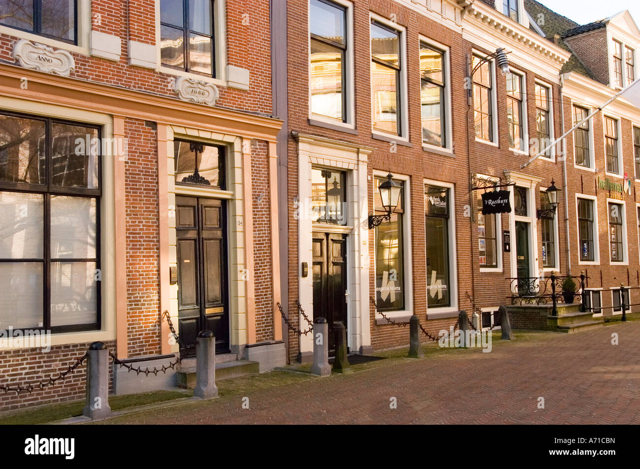 Facades of apartment houses Leeuwarden Friesland Holland Stock Photo