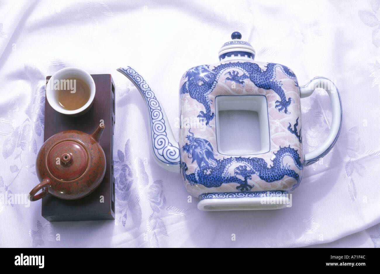 Chinese tea set with traditional teapot decoration Stock Photo Alamy