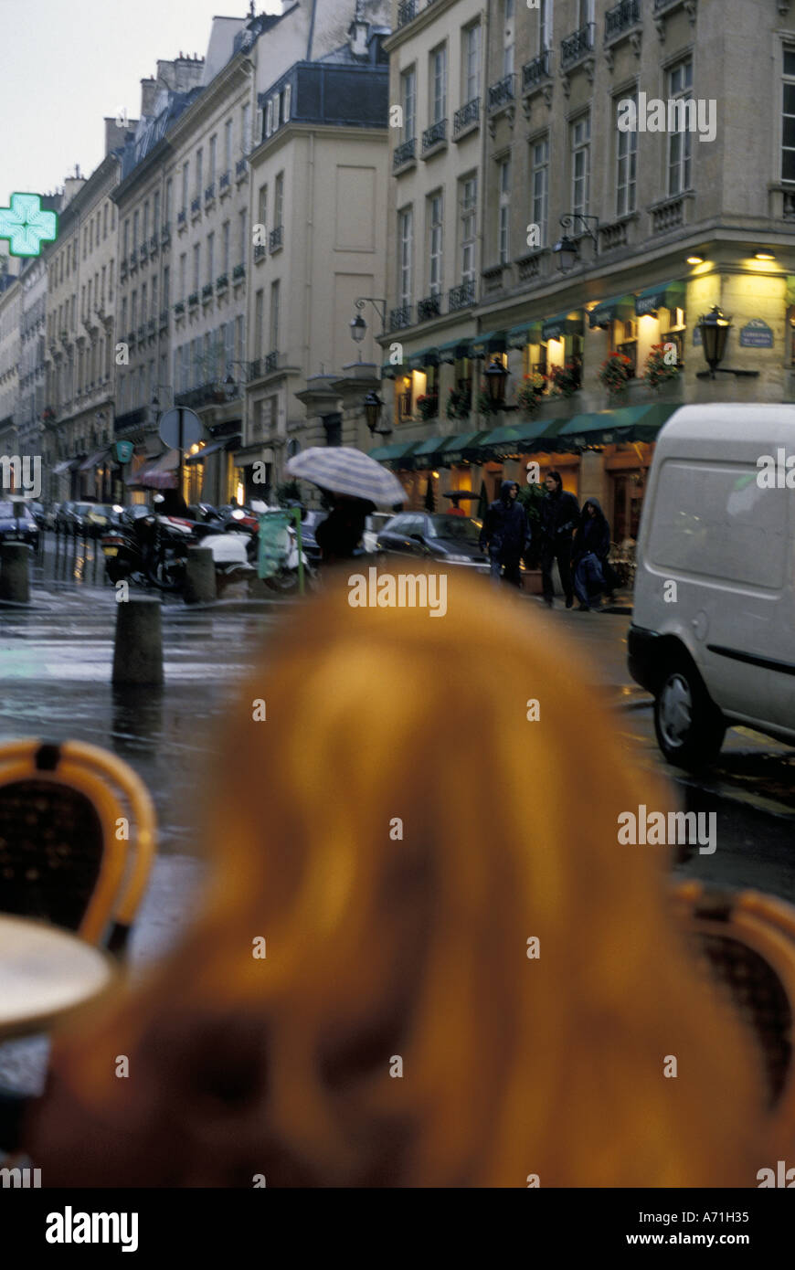 Europe, France, Paris. Auburn hair and a rainy day Stock Photo - Alamy