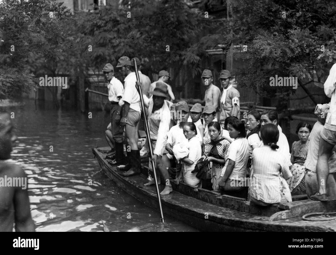 catastrophes, flood in Tianjin, China 1938, Stock Photo
