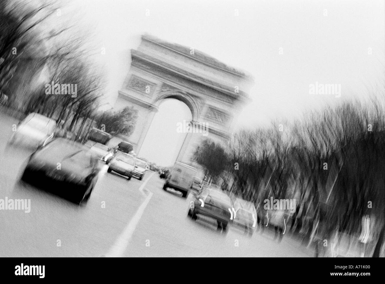 Arc triomphe paris champs elysees france Black and White Stock Photos ...