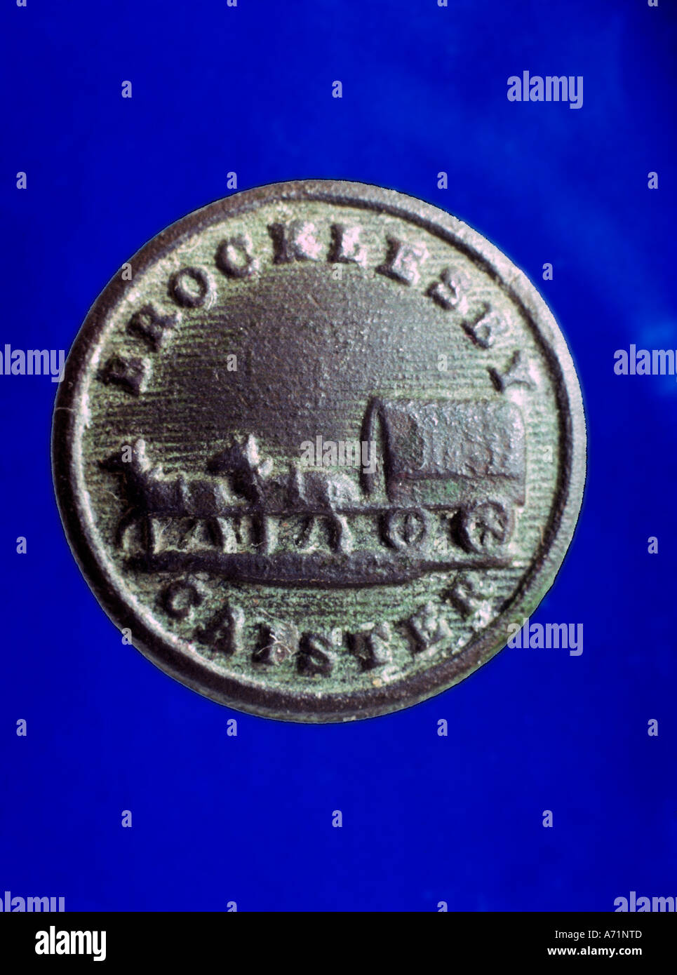 POST MEDIEVAL Brocklesby to Caistor Livery Button Stock Photo
