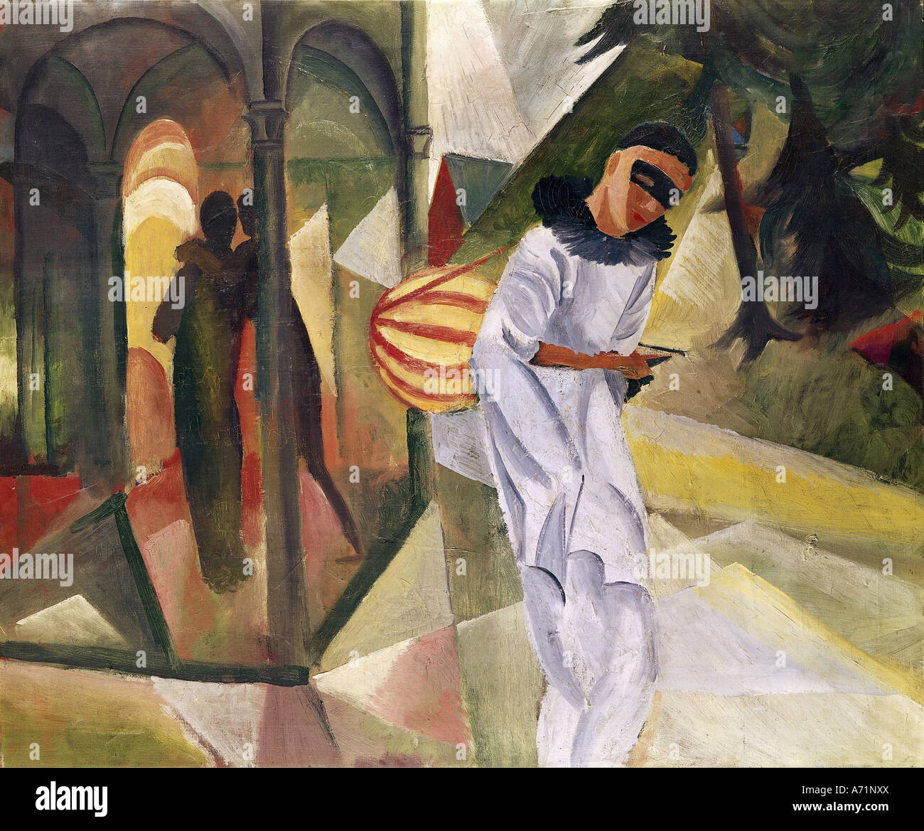'fine arts, Macke, August, (1887 - 1914), painting, 'Pierrot', 1913, oil on canvas, 75 cm x 90 cm, hall of arts, Bielefeld, hi Stock Photo