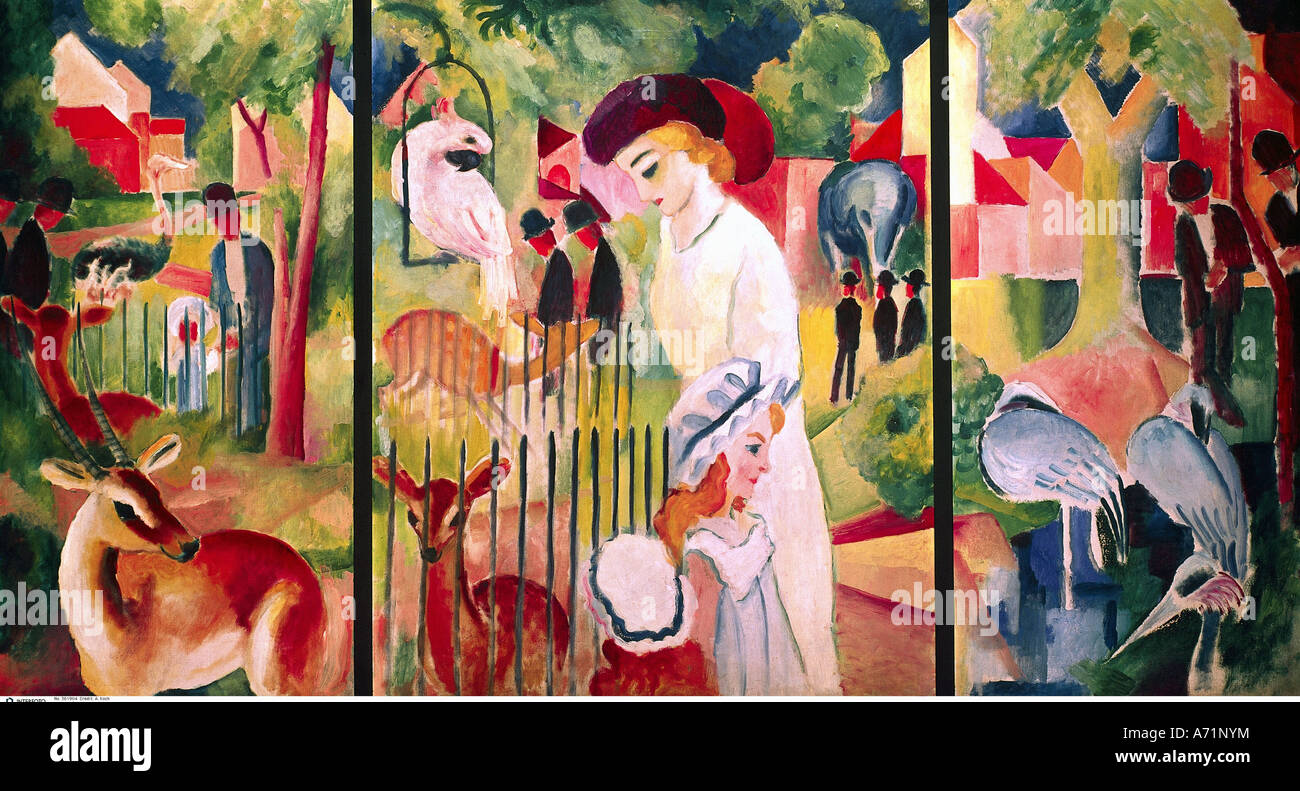 'fine arts, Macke, August, (1887 - 1914), painting, 'Grosser Zoologischer Garten', ('great zoological garden'), 1913, oil on Stock Photo