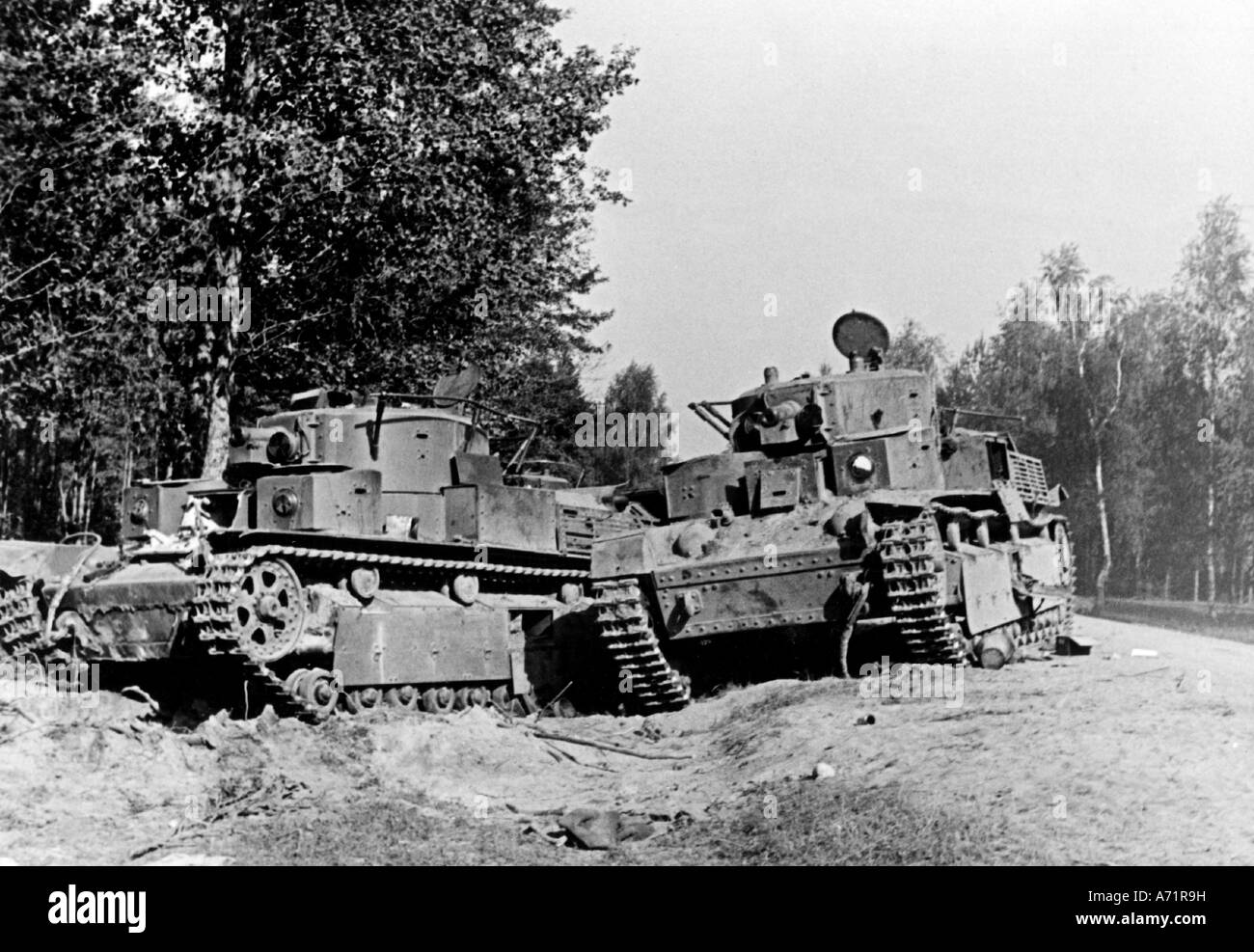 events, Second World War / WWII, Russia 1941, destroyed Soviet T-28 ...