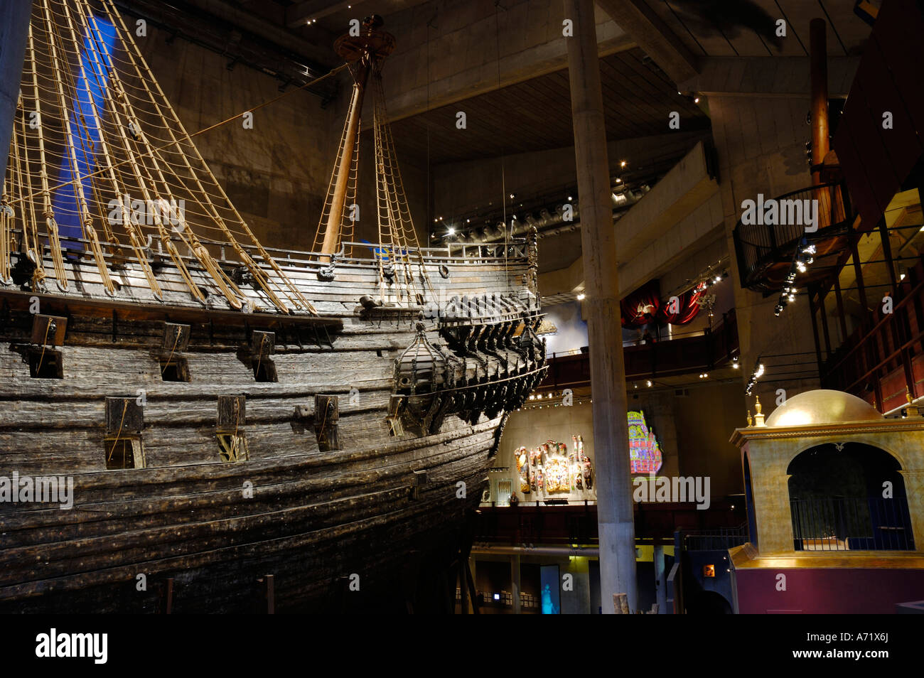 The well preserved 17th century battleship Vasa at the Vasa museum in Stockholm is one of Sweden’s biggest tourist attractions Stock Photo
