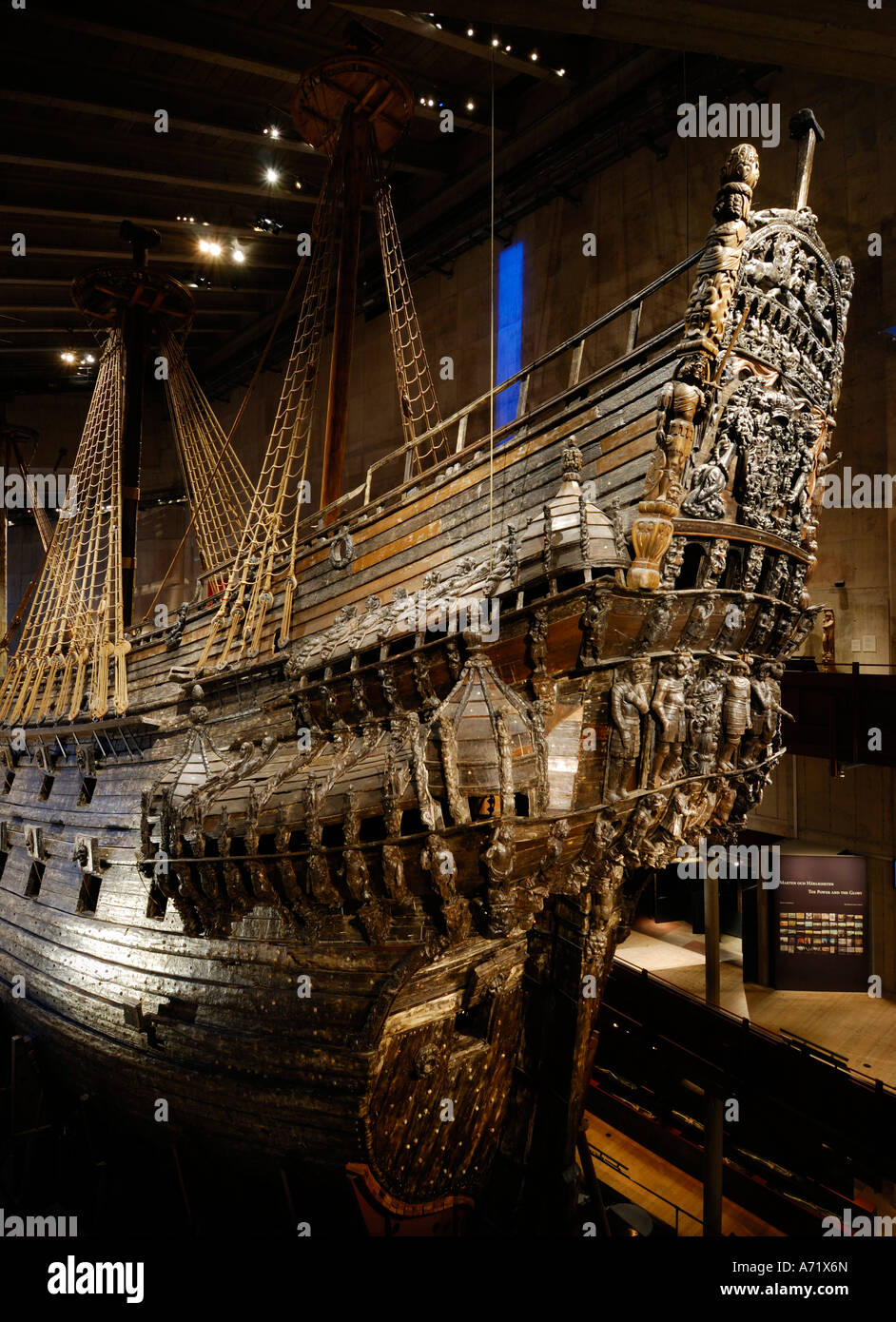 The well preserved 17th century battleship Vasa at the Vasa museum in ...