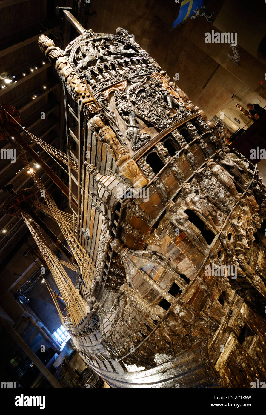 The well preserved 17th century battleship Vasa at the Vasa museum in Stockholm is one of Sweden’s biggest tourist attractions Stock Photo