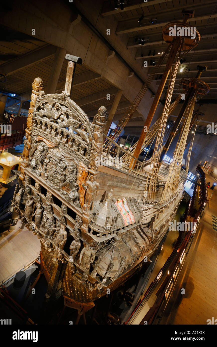 The well preserved 17th century battleship Vasa at the Vasa museum in Stockholm is one of Sweden’s biggest tourist attractions Stock Photo