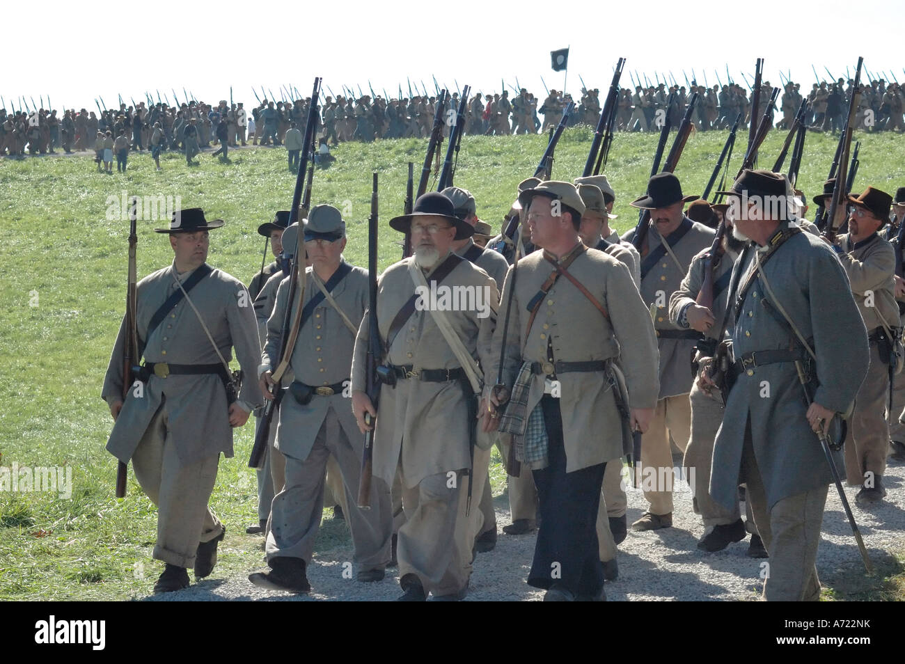 Soldiers Marching at the 2006 National Civil War Re enactment of the 1862 Battle of Perryville Kentucky Stock Photo