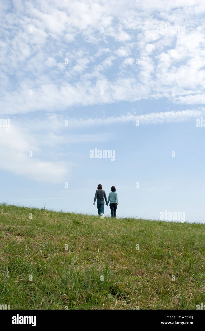 Young couple walking holding hands, rear view Stock Photo - Alamy