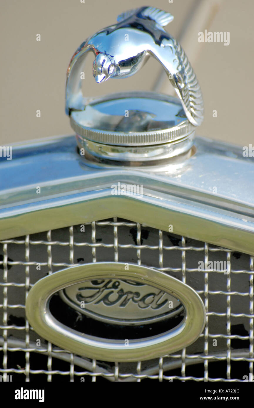 Radiator cap of a vintage Ford Model A automobile from 1930s Stock