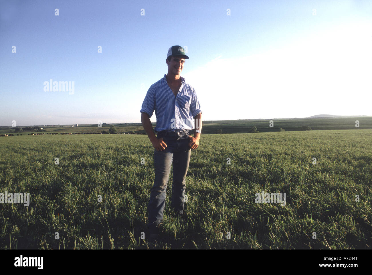portrait of a young farmer standing in a field Stock Photo - Alamy