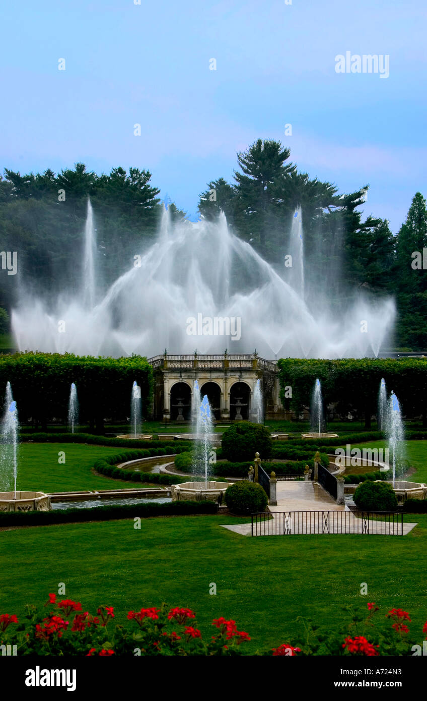 Formal Fountains In Longwood Gardens Near Philadelphia