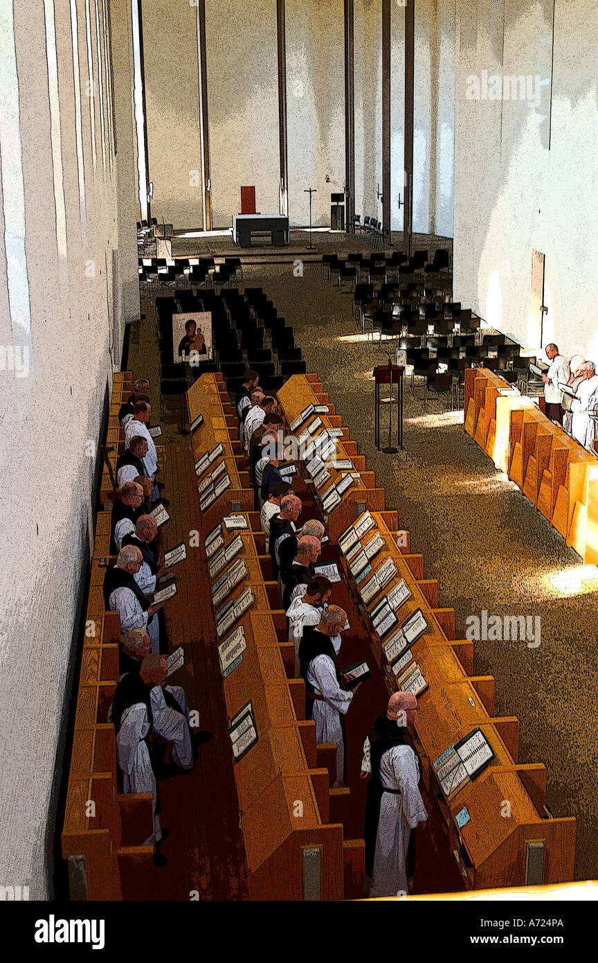 Worship service in the sanctuary of the Abbey of Gethseamni Stock Photo