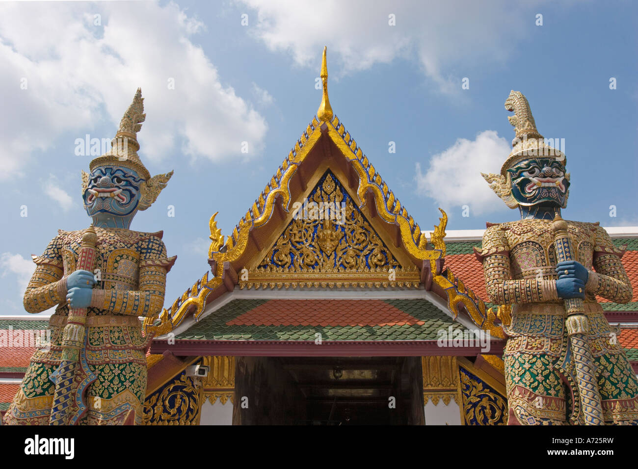 Statues of mythical giants. Wat Phra Kaeo, Bangkok, Thailand. Stock Photo
