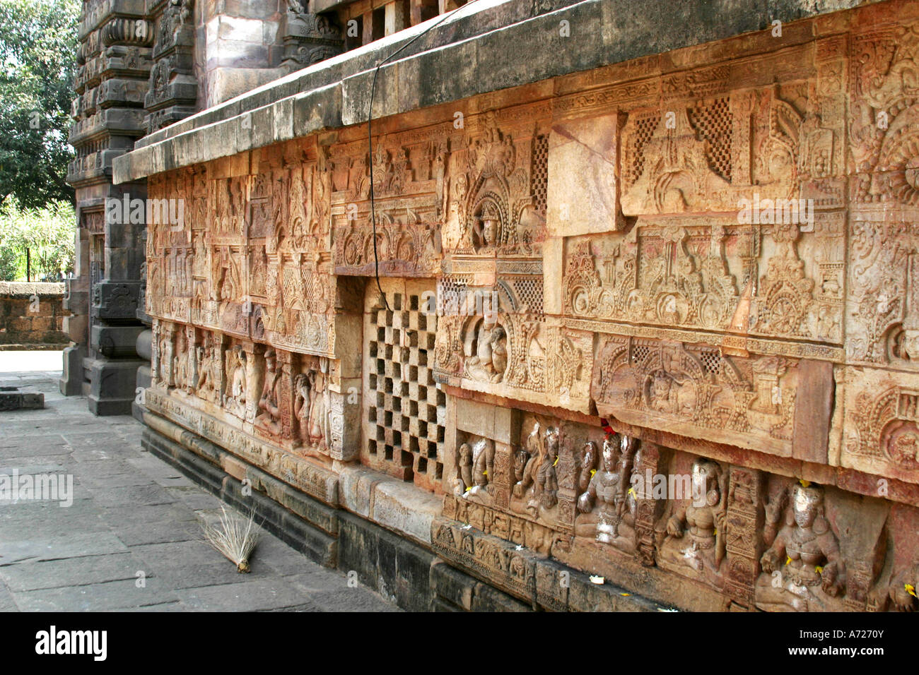 Elaborately carved wall at the Parasurameswara Hindu Temple ,Bhubaneswar Orissa India Stock Photo