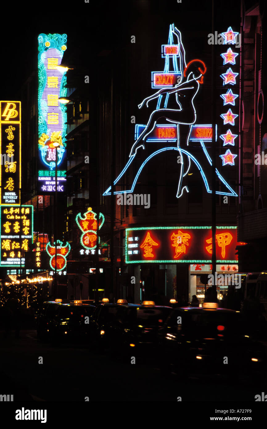 Macau, Neon signs at night Stock Photo Alamy