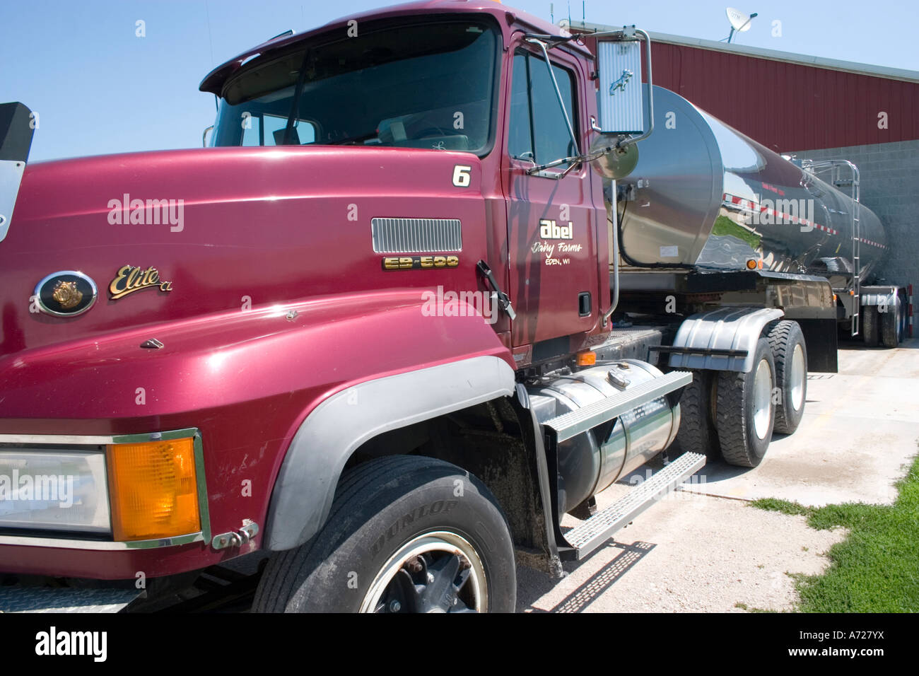 Colorful milk truck. Abel Dairy Farms Eden Wisconsin USA Stock Photo