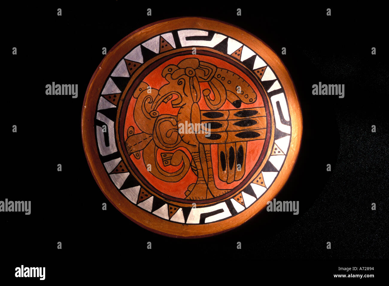 Mayan Art, Mayan pottery  Quetzelcoatl Stock Photo