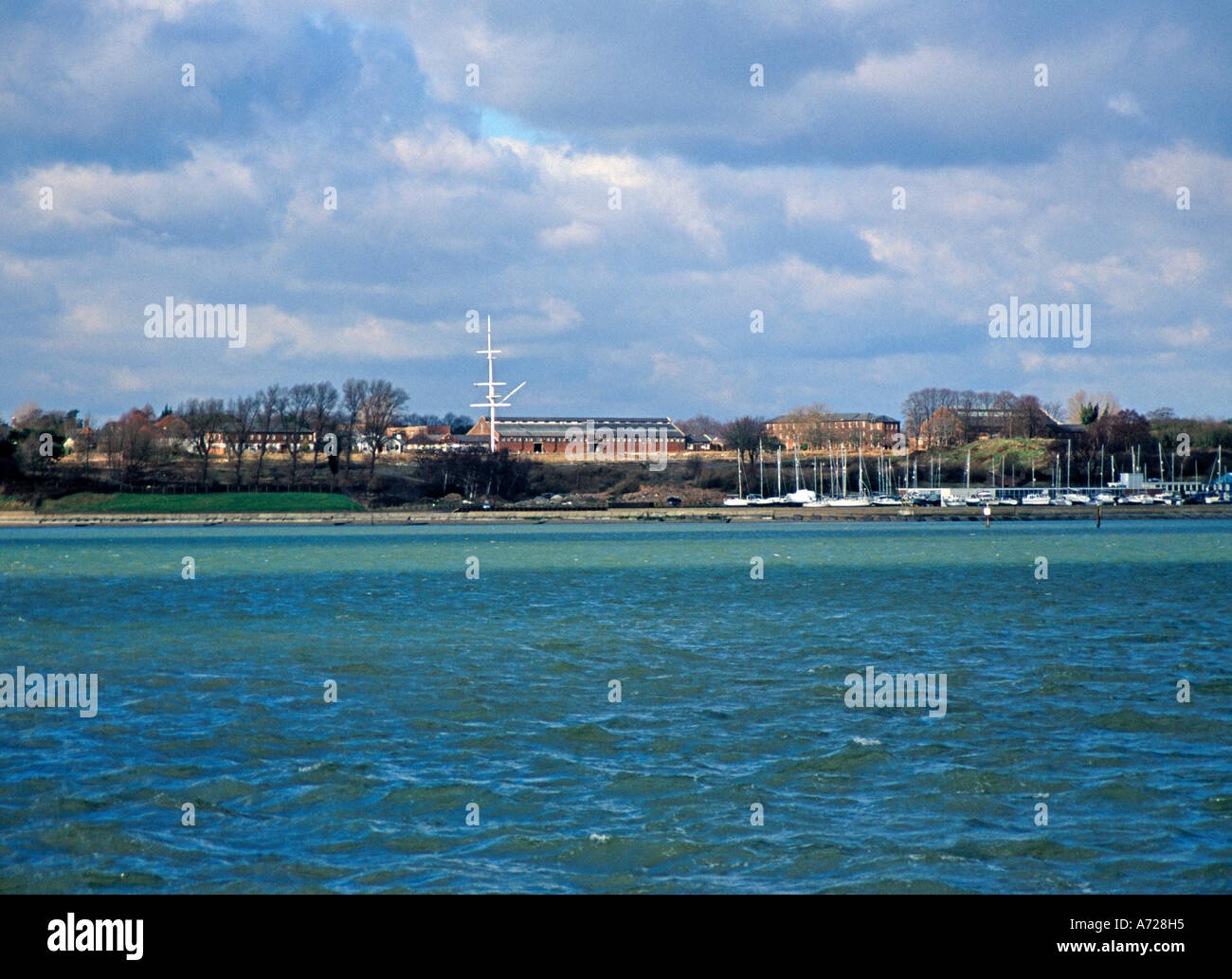 HMS Ganges former Royal navy training school with tall mast pole from Harwich Stock Photo