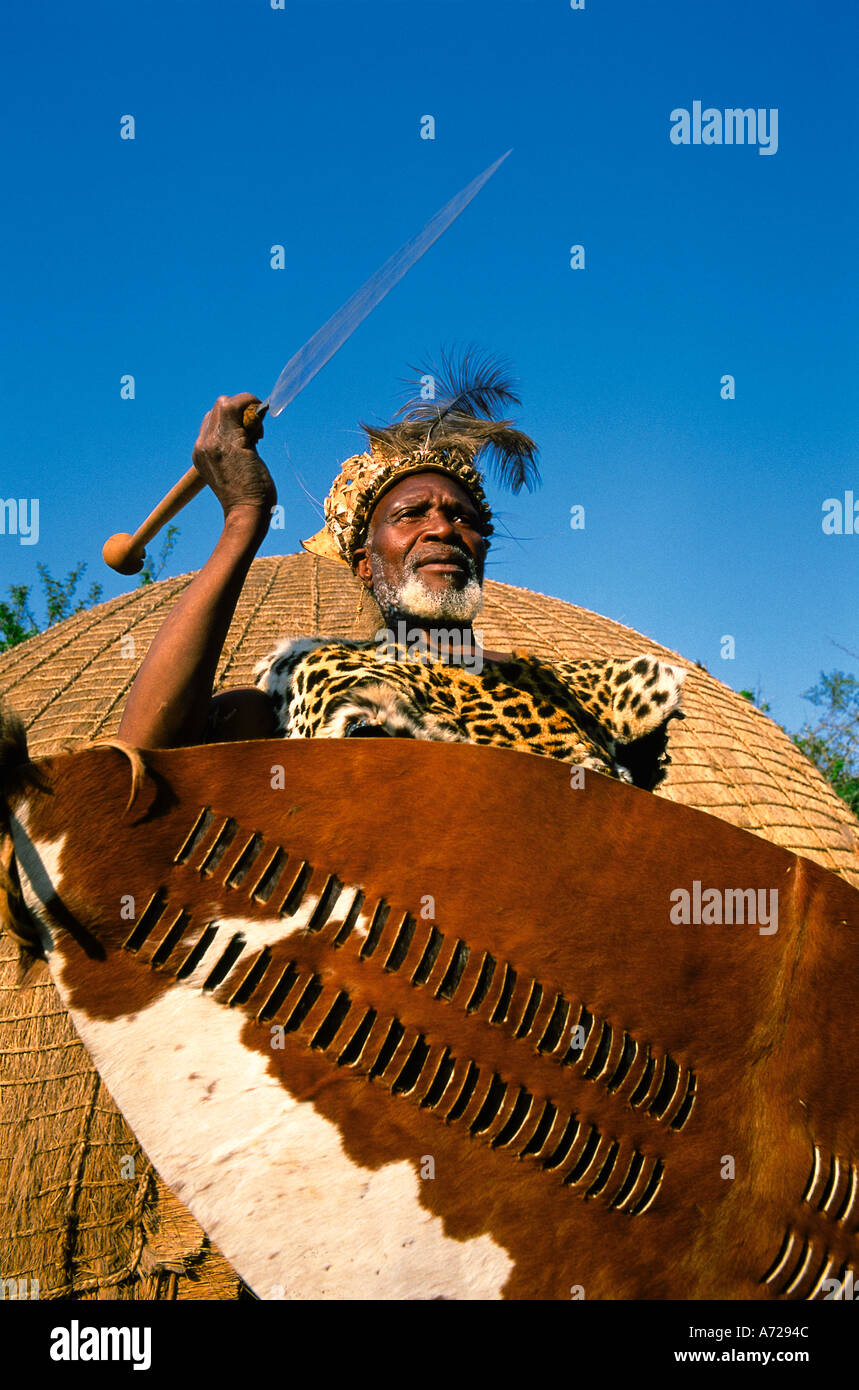 Zulu Warrior Simunye KwaZulu Natal Province South Africa Stock Photo