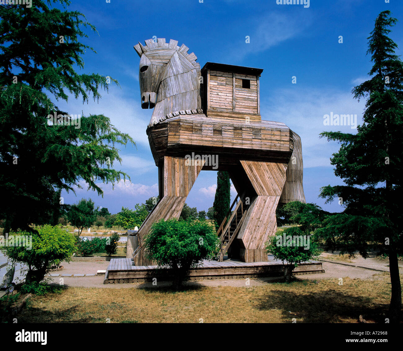 Trojan Horse from ancient mythology in Troy Turkey Stock Photo