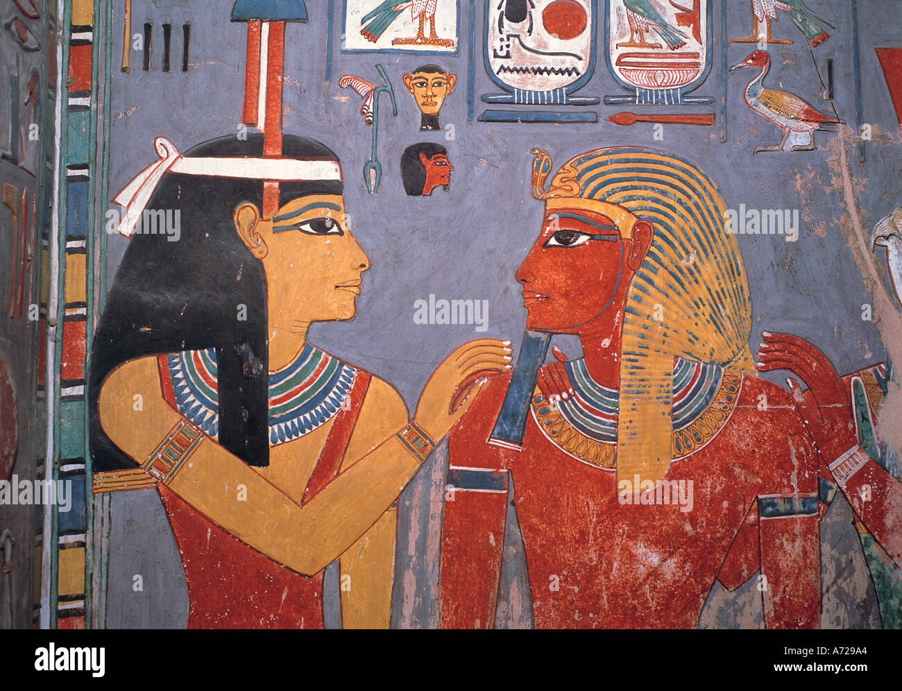 Wall painting in the Tomb of King Horemheb Valley of the Kings Luxor Egypt Stock Photo