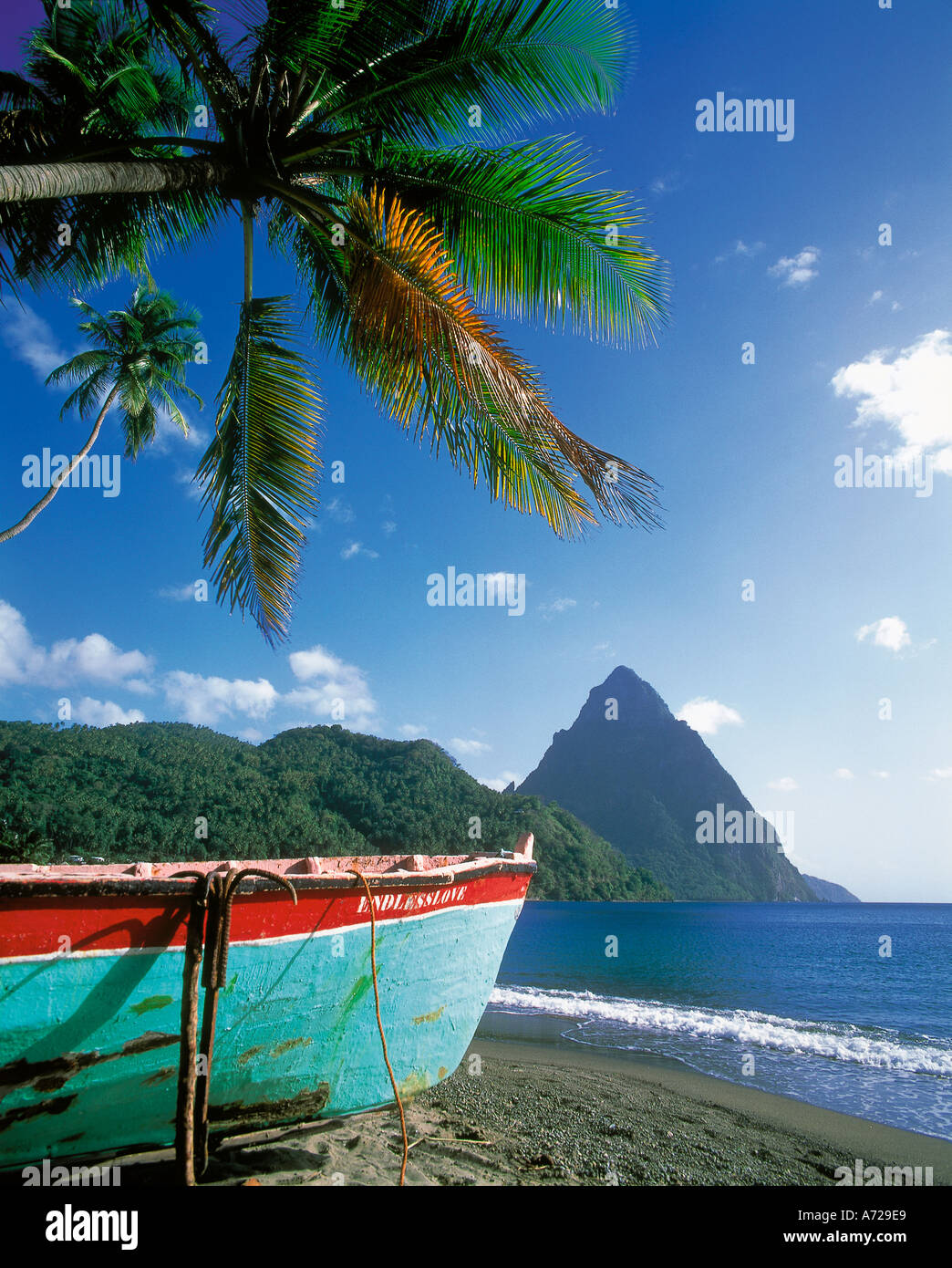 The Pitons in Soufriere St Lucia West Indies Stock Photo Alamy