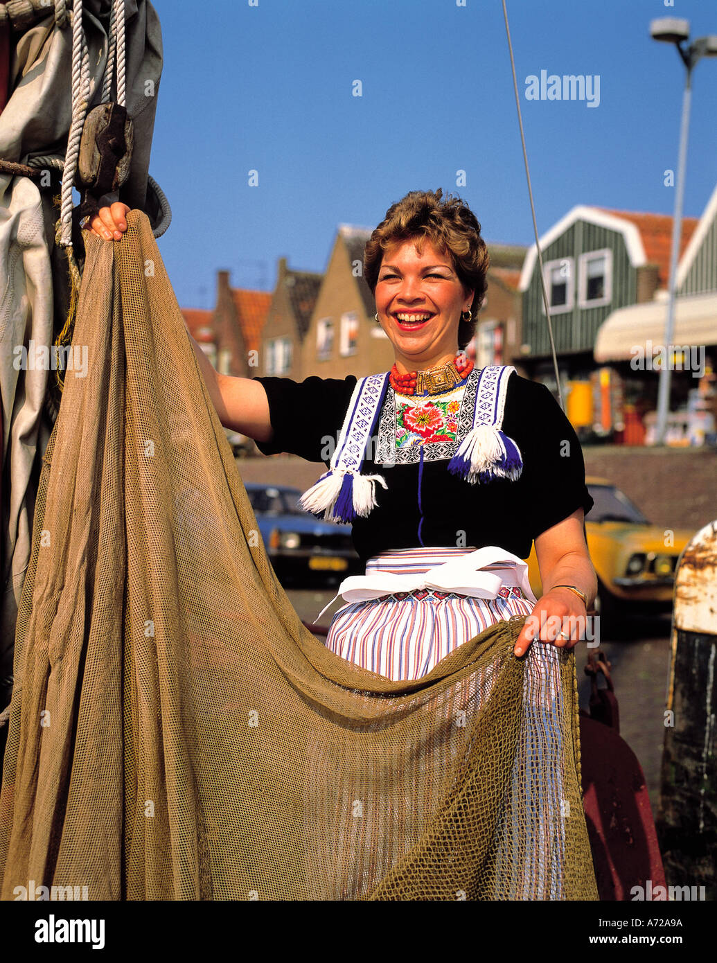 Girl in Dutch Traditional Costume Volendam Holland Netherlands Stock