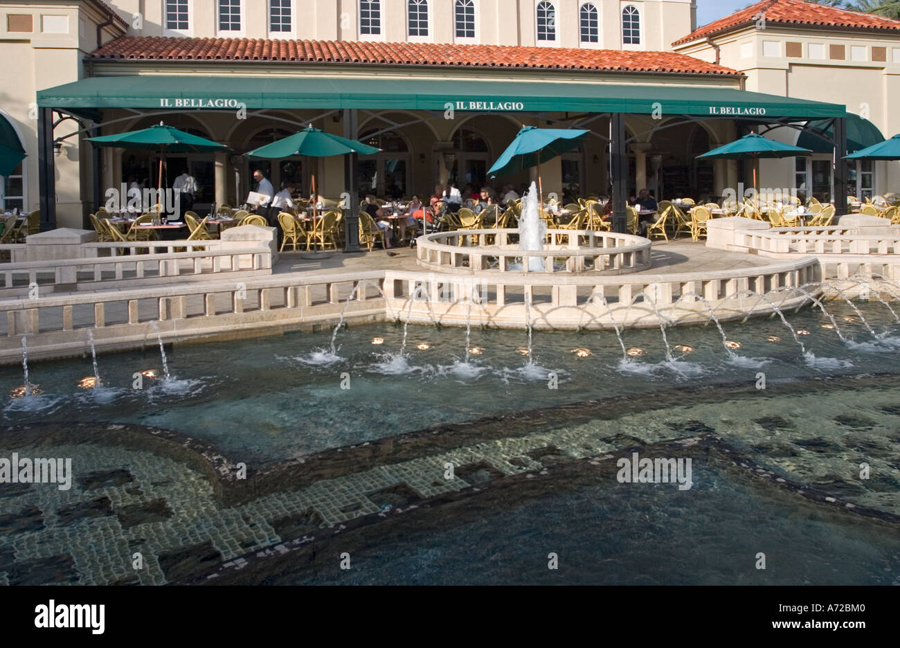 Fountain in front of Il Bellagio restaurant City Place West Palm Beach Florida Stock Photo