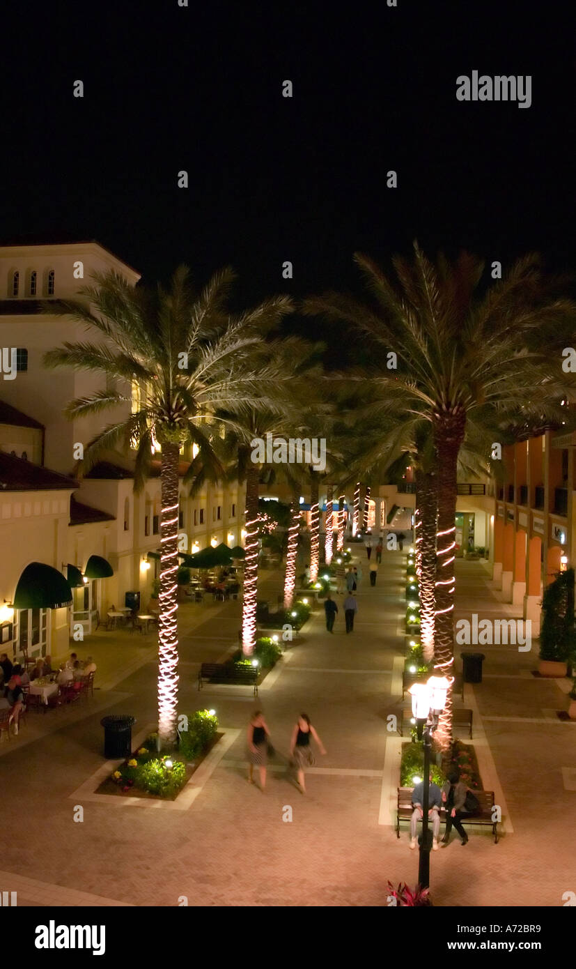 Night view of City Place West Palm Beach Florida Stock Photo
