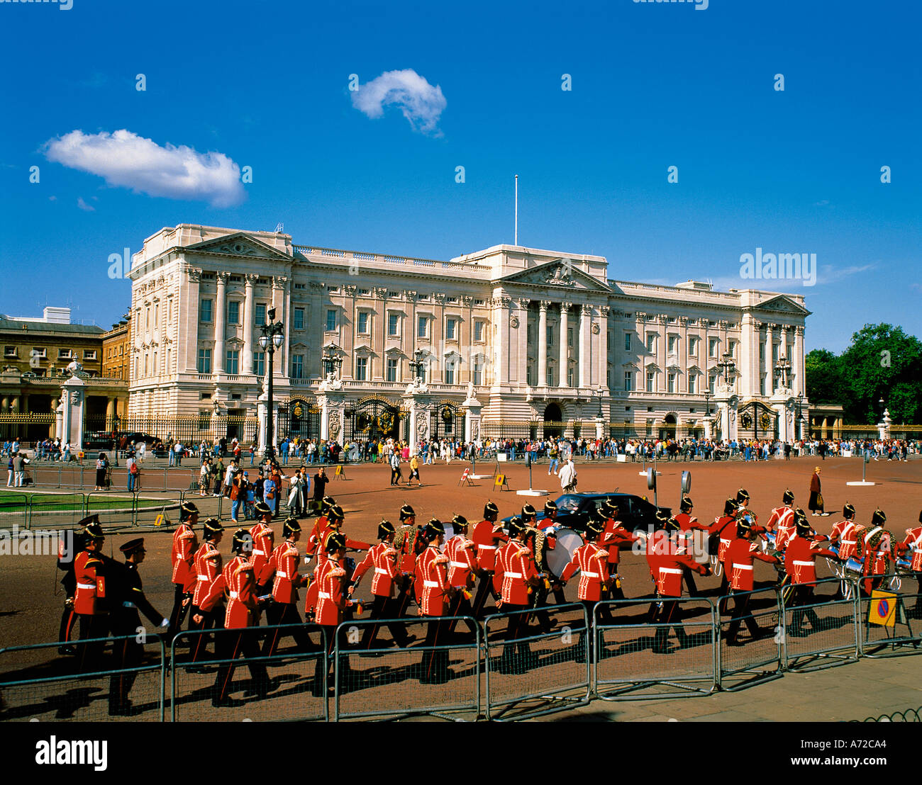 Changing the Guards at Buckingham Palace Residence of the Queen London United Kingdom Great Britain Stock Photo