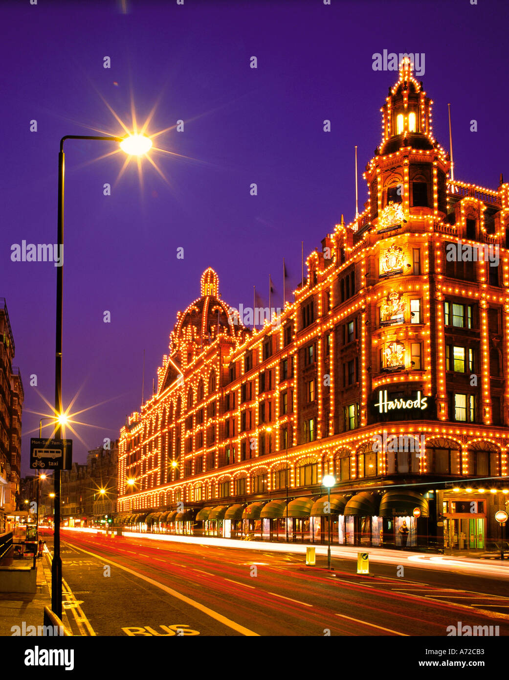 Harrods Department Store at Knightsbridge at night London United
