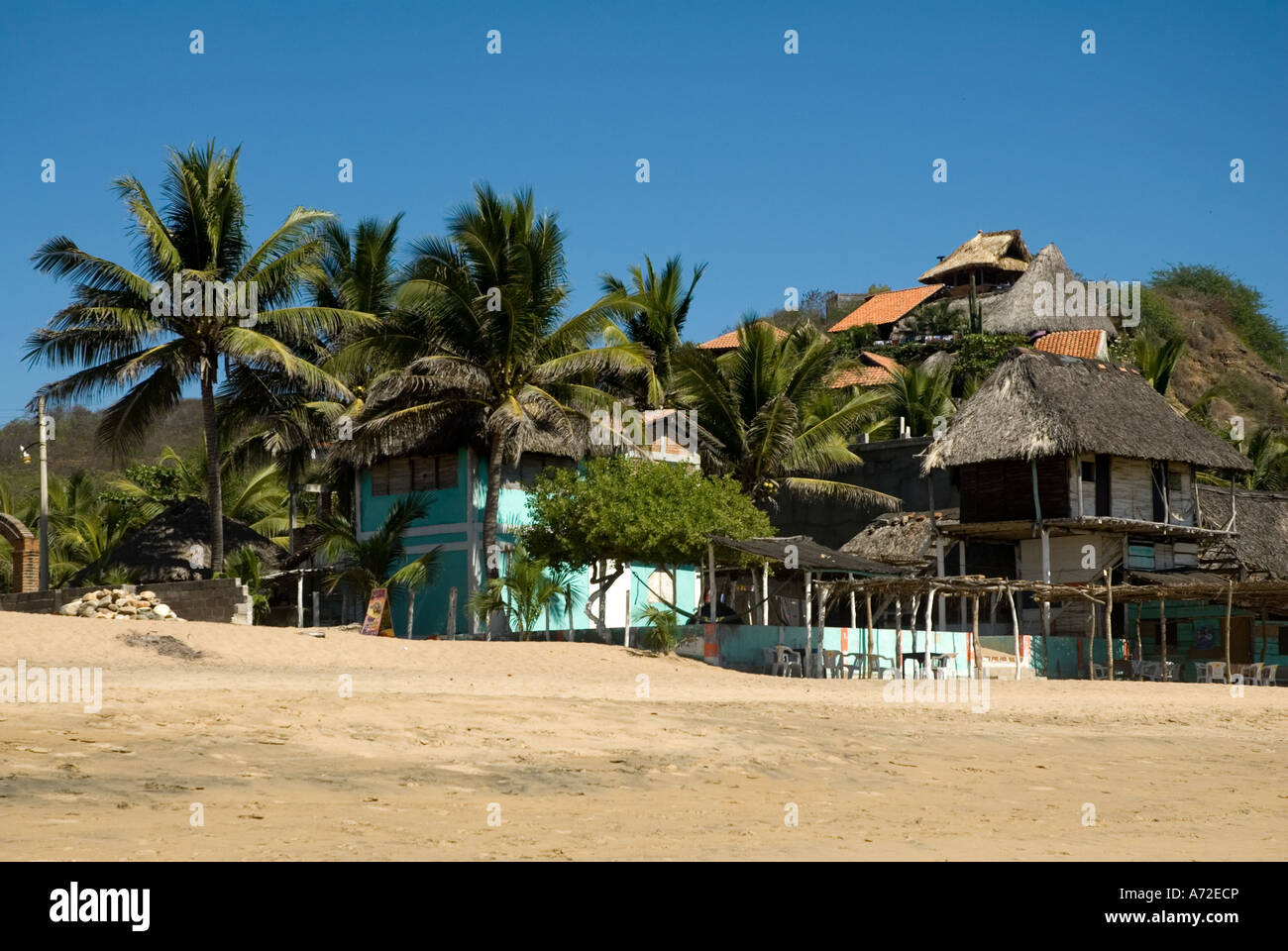 Zipolite cabanas and palapas Oaxaca Mexico Stock Photo Alamy