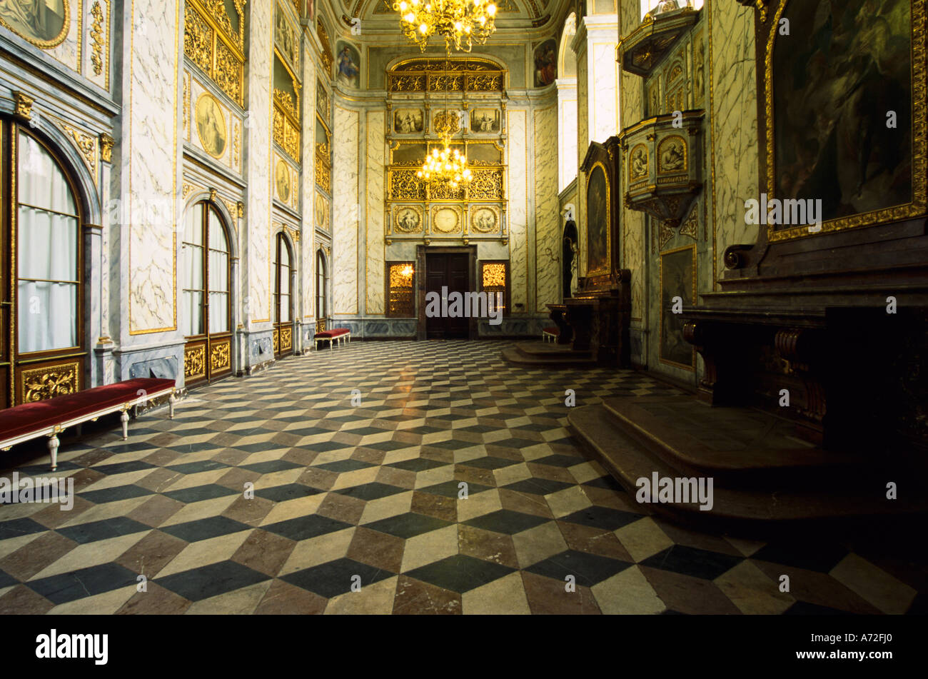 Empty room in the palace Prague Czech Republic Stock Photo