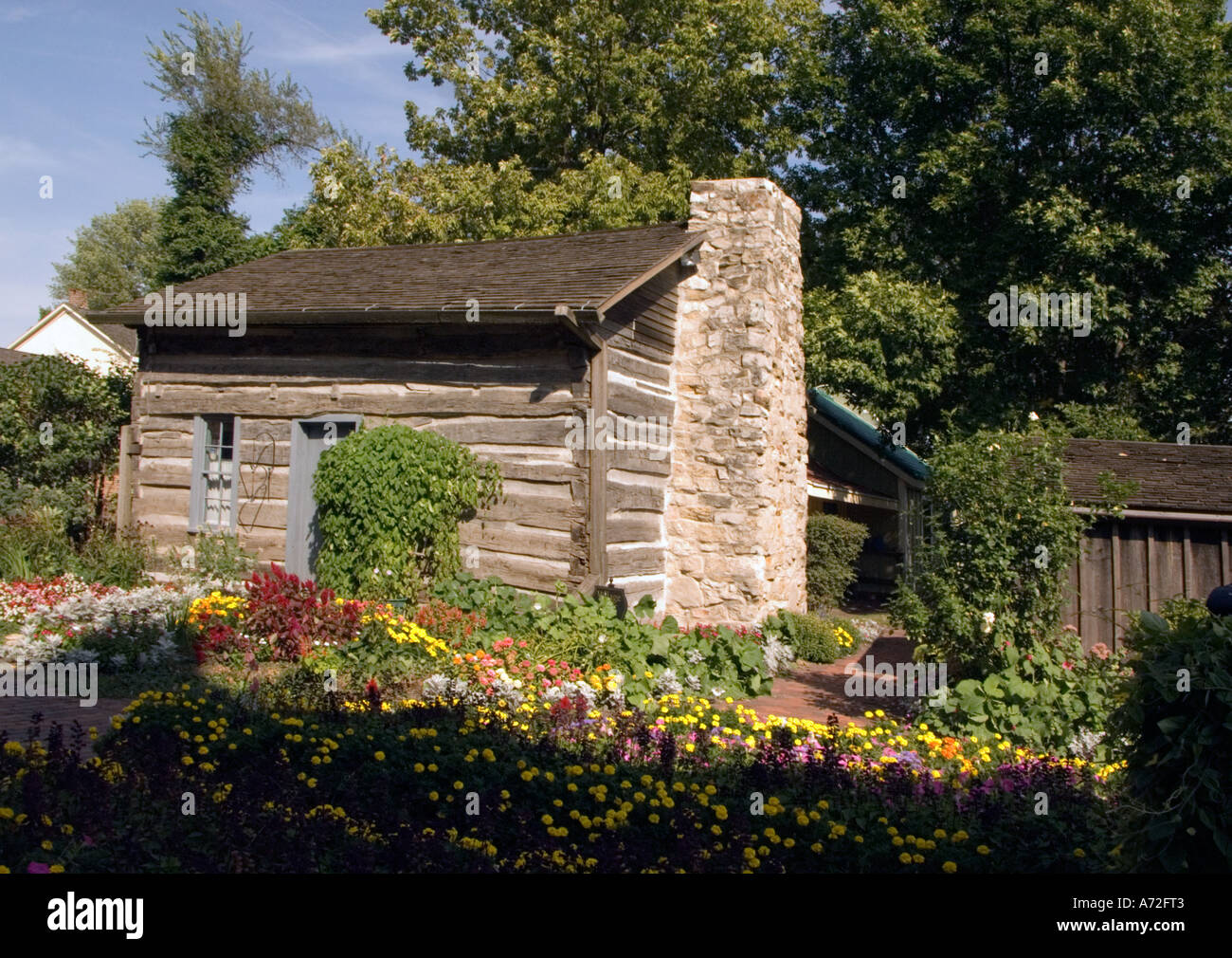 Log Cabin In Pella Historical Village Pella Ia Stock Photo
