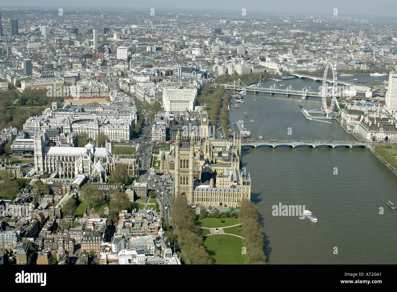 Aerial whitehall london eye hi-res stock photography and images - Alamy