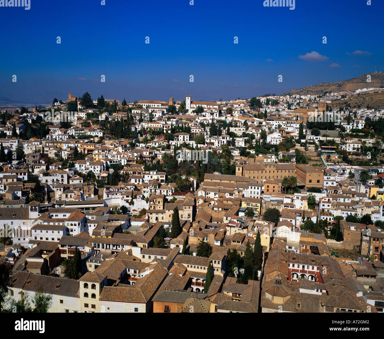 View of the Spanish city of Granada seen from the Alhambra Palace Stock Photo