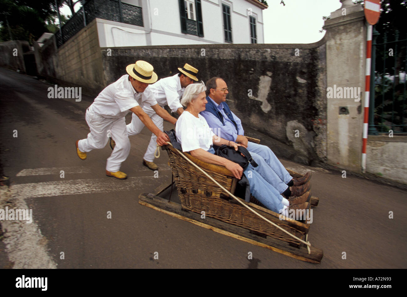 Portugal, Madeira. Monte Toboggan Ride Carros de Cresto Monte Funchal